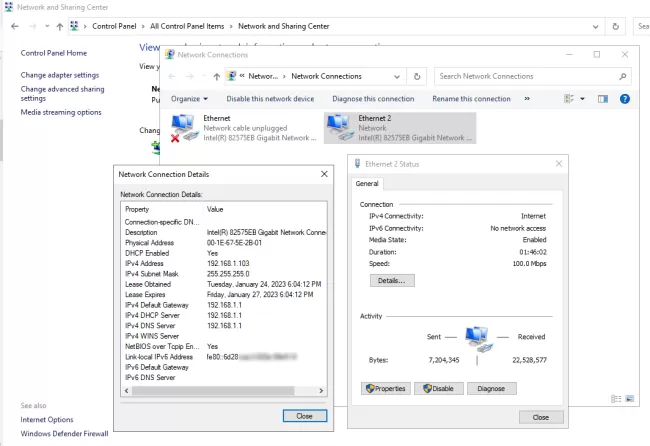 4 - Network and Sharing Center - IP Address