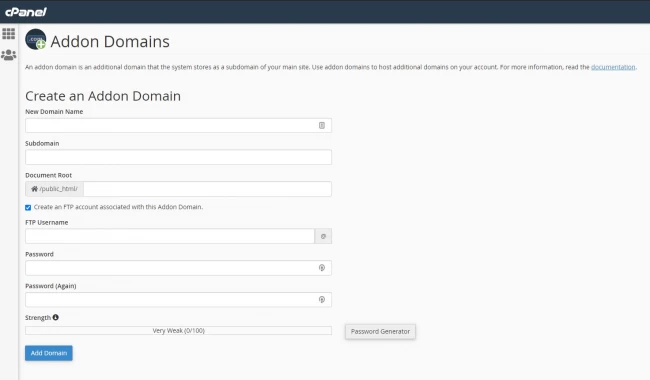 ایجاد ادان دامین (Addon Domain) در هاست سی‌پنل