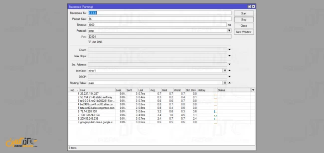 نمونه Traceroute در میکروتیک