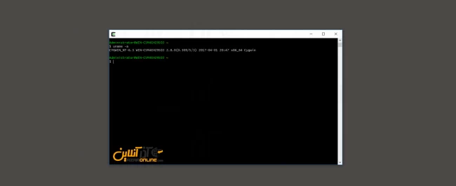 تصویری از cygwin در هنگام اجرای دستورات لینوکس
